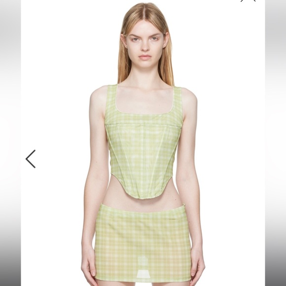 Miaou Tops - NWT Miaou Campbell x Paloma Elsesser Checkered Corset with Boning - Limon Plaid